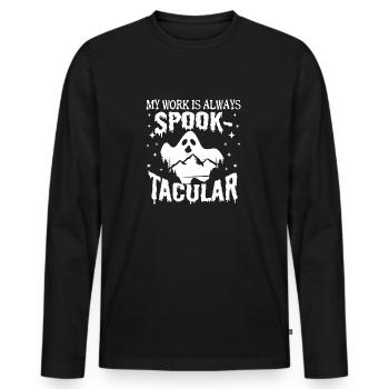 Ghost Investigator cadeau mon travail est effrayant-tacular - T-shirt manches longues Premium bio Homme - noir - Devant - Nico (187cm)