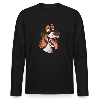 Tiroler Bracke Tyroler | Bracke Tyrolean Hound - Männer Premium Bio Langarmshirt - Schwarz - Vorne - Nico (187cm)