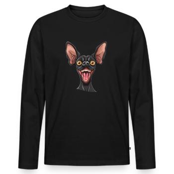 Xoloitzcuintle Chien mexicain sans poils Caricature - T-shirt manches longues Premium bio Homme - noir - Devant - Nico (187cm)
