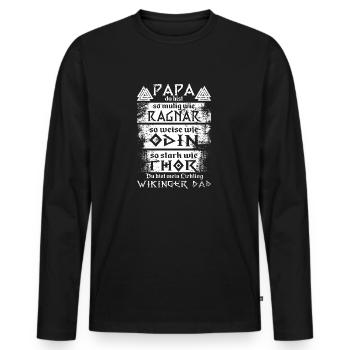 Wikinger Dad - Männer Premium Bio Langarmshirt - Schwarz - Vorne - Nico (187cm)