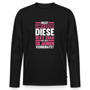 Marriage Angel Wedding 58 Years Married Wedding - Men's Premium Organic Long Sleeve Shirt - black - Front - Nico (187cm)