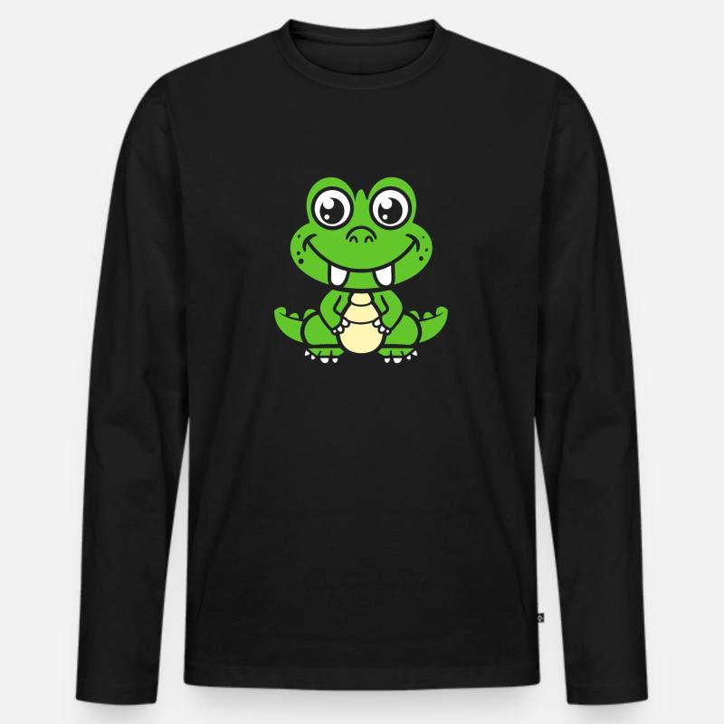 Krokodil - Männer Premium Bio Langarmshirt - Schwarz