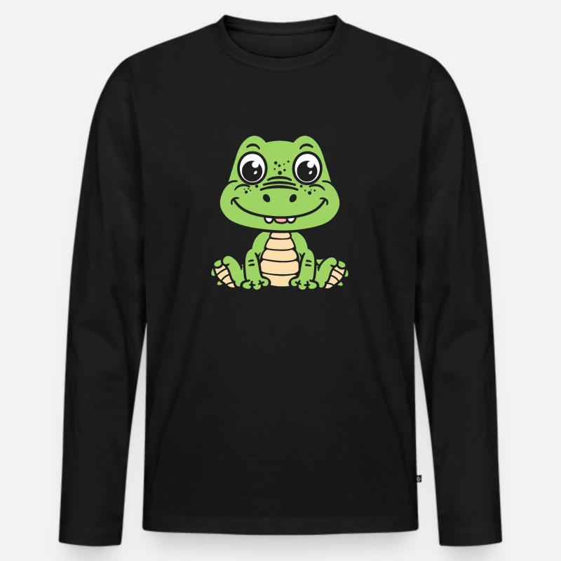 Krokodil - Männer Premium Bio Langarmshirt - Schwarz