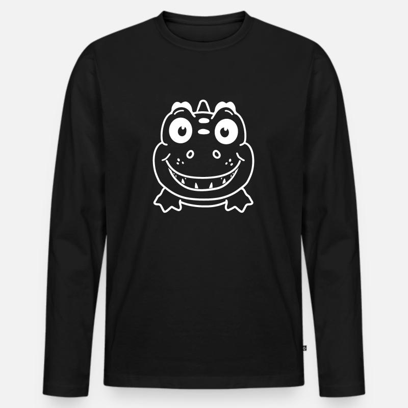 Krokodil - Männer Premium Bio Langarmshirt - Schwarz