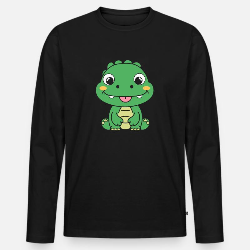 Krokodil - Männer Premium Bio Langarmshirt - Schwarz