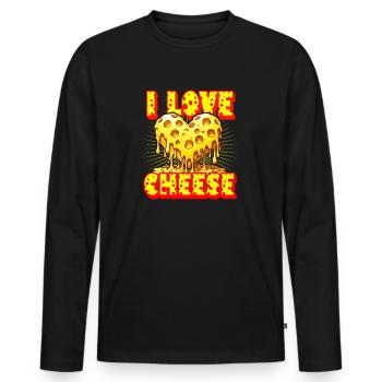 I love cheese - Men's Premium Organic Long Sleeve Shirt - black - Front - Nico (187cm)
