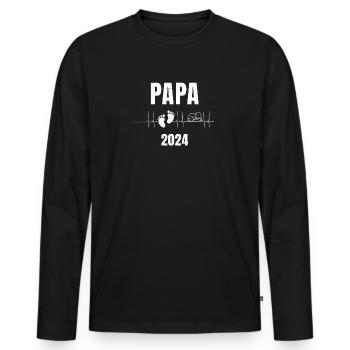 Homme bientôt papa Annonce, cadeau futur papa - T-shirt manches longues Premium bio Homme - noir - Devant - Nico (187cm)