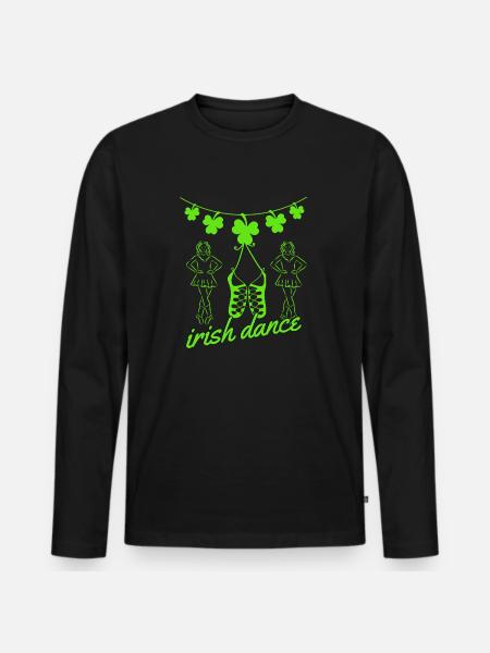 Irish Dance Shoes Dancers and Shamrock - Men's Premium Organic Long Sleeve Shirt - black