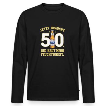 Bier Humor zum 50. Geburtstag - Männer Premium Bio Langarmshirt - Schwarz - Vorne - Nico (187cm)