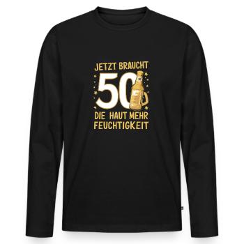 Bier Humor zum 50. Geburtstag - Männer Premium Bio Langarmshirt - Schwarz - Vorne - Nico (187cm)