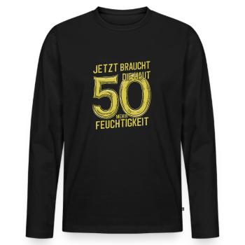 Bier Humor zum 50. Geburtstag - Männer Premium Bio Langarmshirt - Schwarz - Vorne - Nico (187cm)