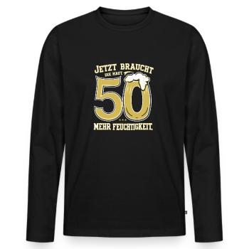 Bier Humor zum 50. Geburtstag - Männer Premium Bio Langarmshirt - Schwarz - Vorne - Nico (187cm)