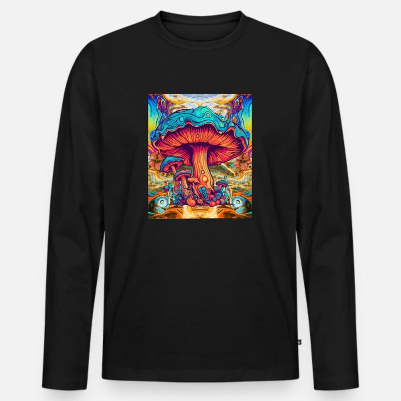 Psychedelic Mushrooms - Männer Premium Bio Langarmshirt - Schwarz
