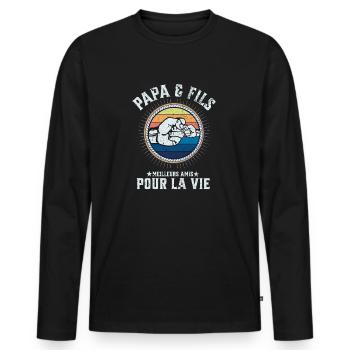 Father and Son A Team for Life Funny Gift - Men's Premium Organic Long Sleeve Shirt - black - Front - Nico (187cm)
