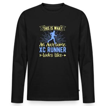 Lustiges XC Running Geschenk XC Runner Edition - Männer Premium Bio Langarmshirt - Schwarz - Vorne - Nico (187cm)