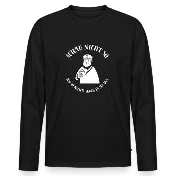 Kaffee statt Met lustiges Wikinger Design - Männer Premium Bio Langarmshirt - Schwarz - Vorne - Nico (187cm)