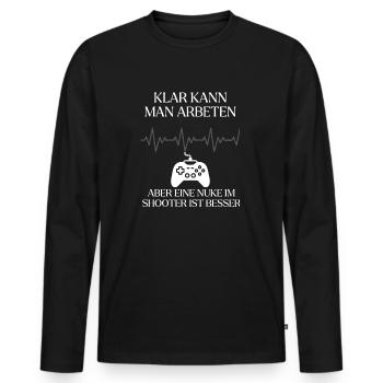 Gamer Lifestyle funny Spruch - Männer Premium Bio Langarmshirt - Schwarz - Vorne - Nico (187cm)