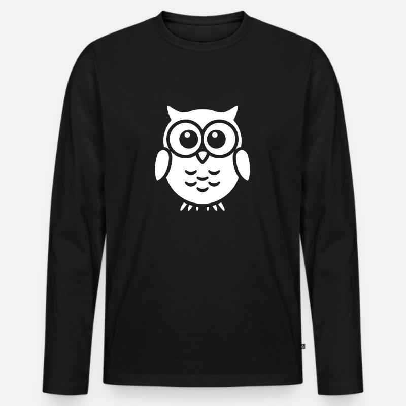Eule - Männer Premium Bio Langarmshirt - Schwarz