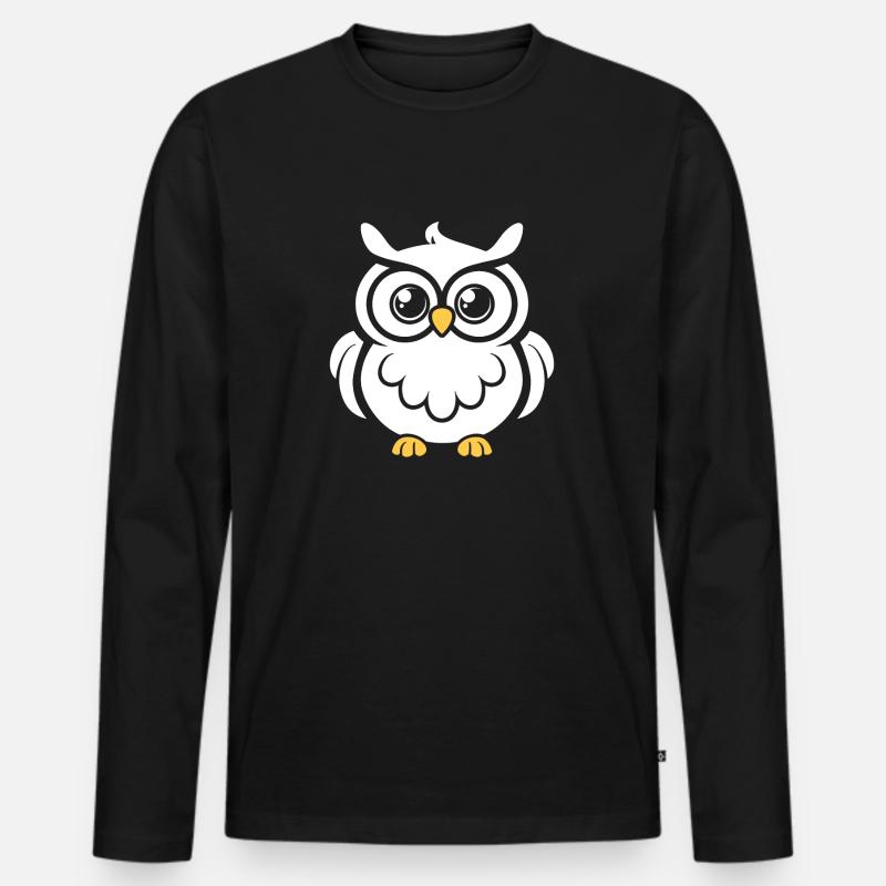 Eule - Männer Premium Bio Langarmshirt - Schwarz