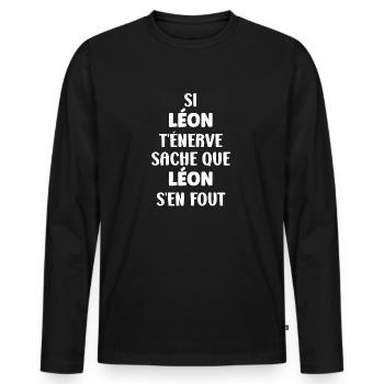 leon - T-shirt manches longues Premium bio Homme - noir - Devant - Nico (187cm)