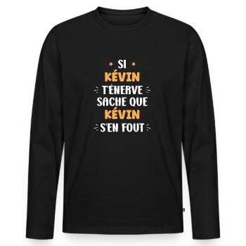 kévin - T-shirt manches longues Premium bio Homme - noir - Devant - Nico (187cm)