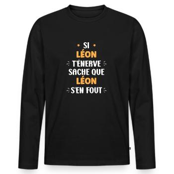 leon - T-shirt manches longues Premium bio Homme - noir - Devant - Nico (187cm)