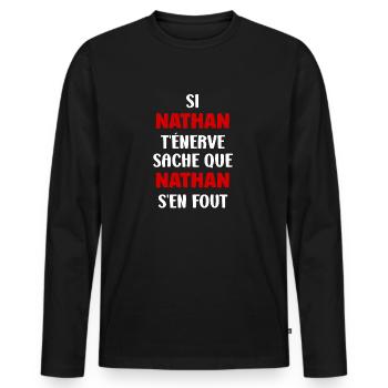 Nathan - T-shirt manches longues Premium bio Homme - noir - Devant - Nico (187cm)
