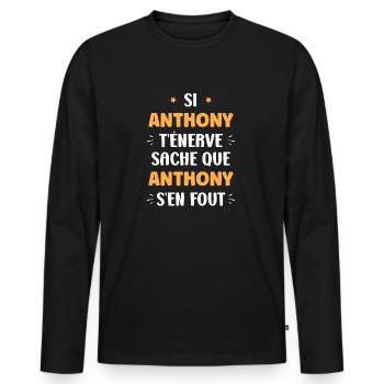 Anthony - T-shirt manches longues Premium bio Homme - noir - Devant - Nico (187cm)