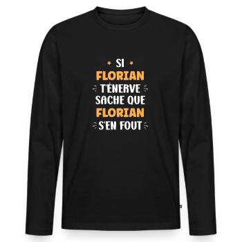 Florian - T-shirt manches longues Premium bio Homme - noir - Devant - Nico (187cm)