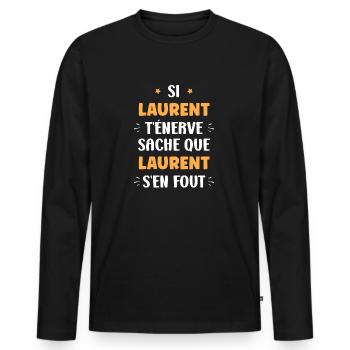 Laurent - T-shirt manches longues Premium bio Homme - noir - Devant - Nico (187cm)