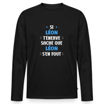 leon - T-shirt manches longues Premium bio Homme - noir - Devant - Nico (187cm)