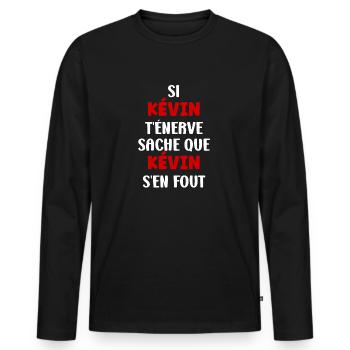 kévin - T-shirt manches longues Premium bio Homme - noir - Devant - Nico (187cm)