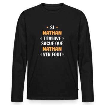 Nathan - T-shirt manches longues Premium bio Homme - noir - Devant - Nico (187cm)