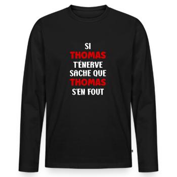 Thomas - T-shirt manches longues Premium bio Homme - noir - Devant - Nico (187cm)
