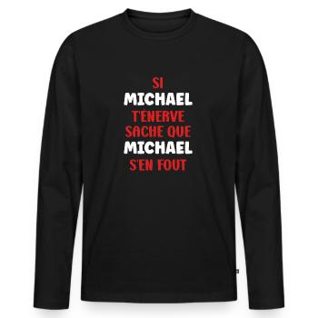 Michael - T-shirt manches longues Premium bio Homme - noir - Devant - Nico (187cm)