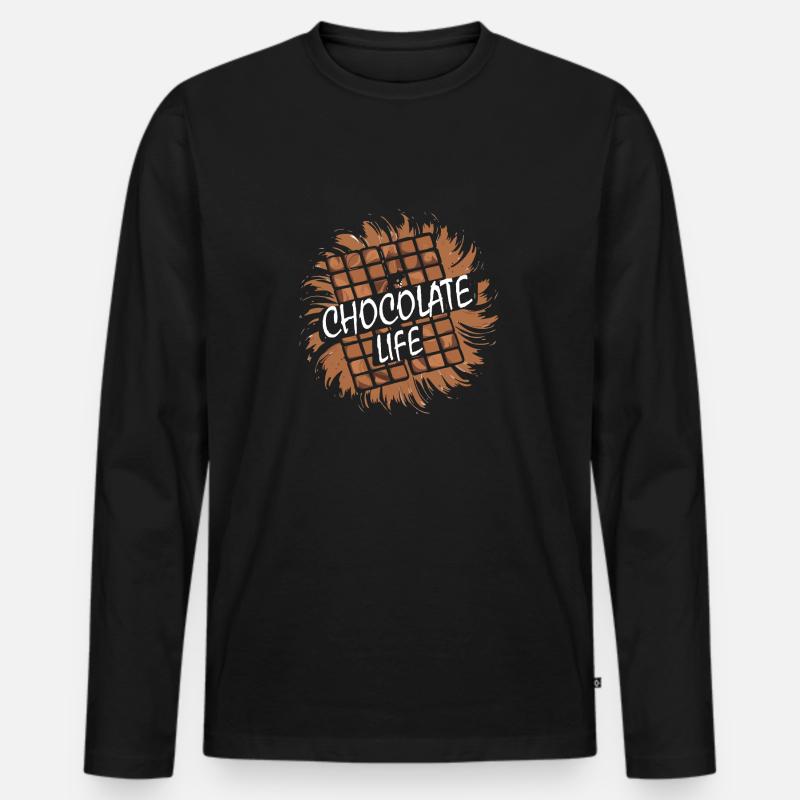 SCHOKOLADENRIEGEL - Männer Premium Bio Langarmshirt - Schwarz