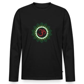 Psychedelic Goamit Om Motif - Men's Premium Organic Long Sleeve Shirt - black - Front - Nico (187cm)
