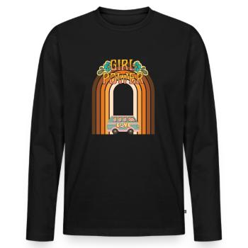 Girl Power Hippie Dicton avec une camionnette - T-shirt manches longues Premium bio Homme - noir - Devant - Nico (187cm)