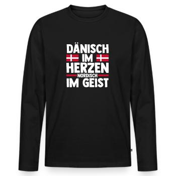Danois Danemark - T-shirt manches longues Premium bio Homme - noir - Devant - Nico (187cm)