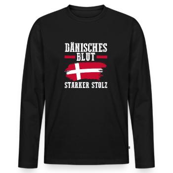 Danois Danemark - T-shirt manches longues Premium bio Homme - noir - Devant - Nico (187cm)