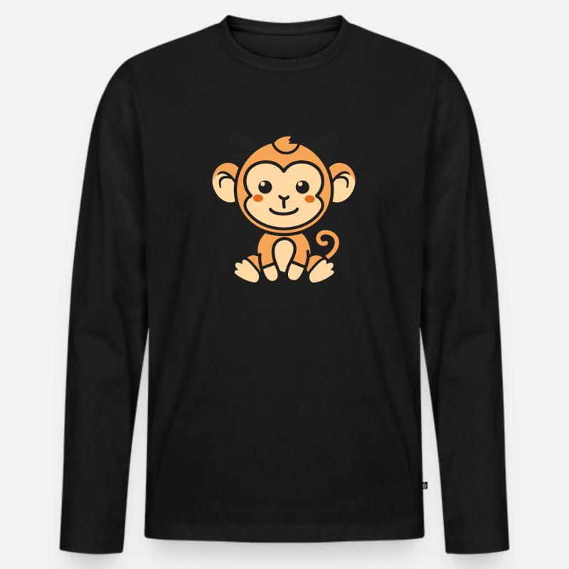 Affe - Männer Premium Bio Langarmshirt - Schwarz