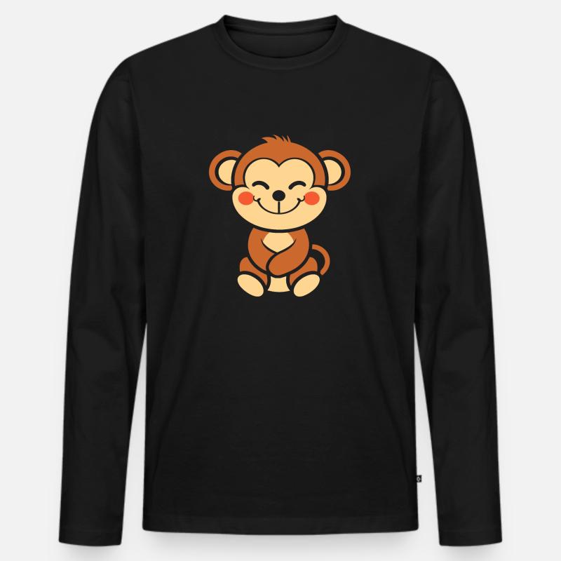 Saimiri - Männer Premium Bio Langarmshirt - Schwarz