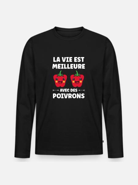 Humour poivron - T-shirt manches longues Premium bio Homme - noir