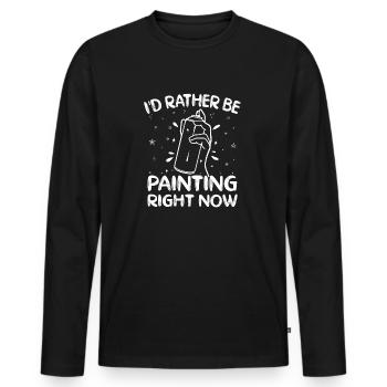 Funny Art Painter I'd Rather Be Painting Drawing - Men's Premium Organic Long Sleeve Shirt - black - Front - Nico (187cm)