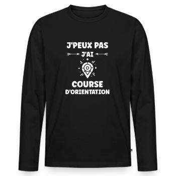 course d'orientation - T-shirt manches longues Premium bio Homme - noir - Devant - Nico (187cm)