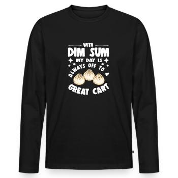 Délicieux Cuisine Asiatique Bao Bun Drôle Dim Sum - T-shirt manches longues Premium bio Homme - noir - Devant - Nico (187cm)