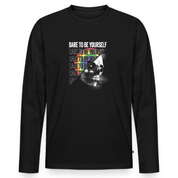 Skull Proud Ally LGBTQ Pride Lesbian Gay Dare to - Men's Premium Organic Long Sleeve Shirt - black - Front - Nico (187cm)