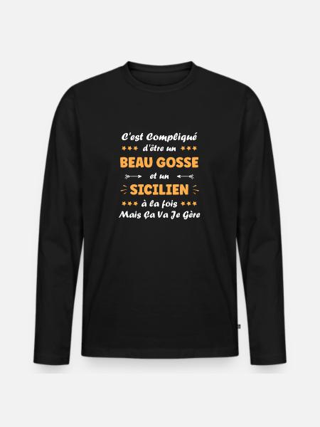 Sicilien - T-shirt manches longues Premium bio Homme - noir