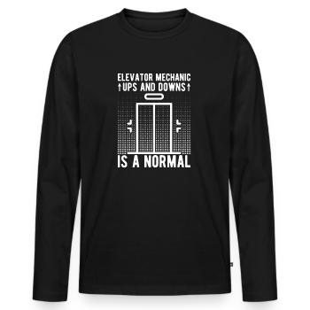 Funny Elevator Mechanic Ups & Downs Is A Normal - Men's Premium Organic Long Sleeve Shirt - black - Front - Nico (187cm)
