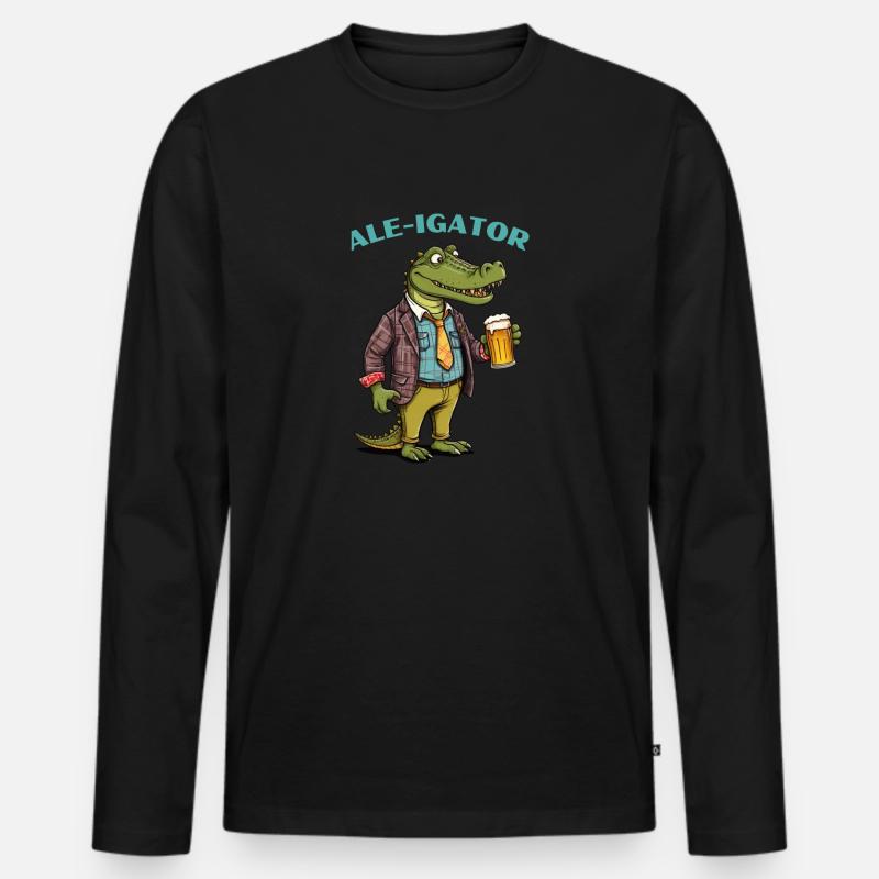 Ale-Igator - Männer Premium Bio Langarmshirt - Schwarz